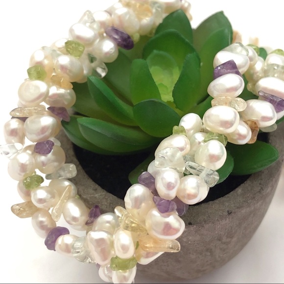 Ross-Simons 14kt Gold Cultured Pearl Gemstone Torsade Necklace - Picture 3 of 16